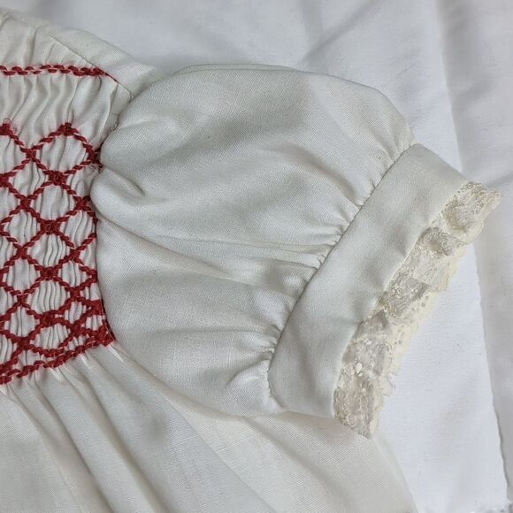 Vintage Polly Flinders T4 Hand Smocked Embroider Short Sleeve Dress - Picture 3 of 11